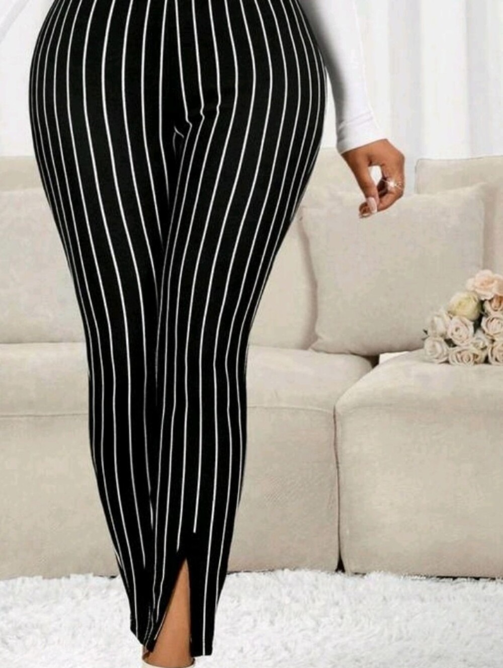 Black and White Striped Kids' Leggings